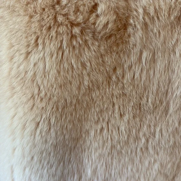Genuine Rex Rabbit Fur Designer Trilogy cropped jacket coat S M ivory tan cream - Picture 6 of 11